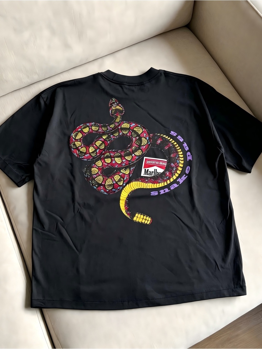 Vintage Marlboro Speed Snake Back Retro Black Graphic Women Men T-shirt Unisex